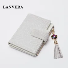 LANVERA 2017 Новый Женщины Монета Кошельки Площадь Мода Стиль Мягкая Натуральная Кожа Молния и Hasp Кошелек PinkPink/Дымно-серый/слоновая кость