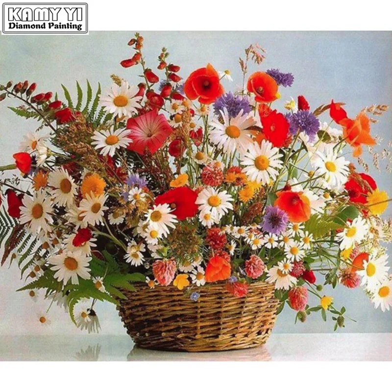 

Full Square drill 5D DIY Diamond painting Colored flowers Embroidery Mosaic Cross Stitch Rhinestone decoration HYY