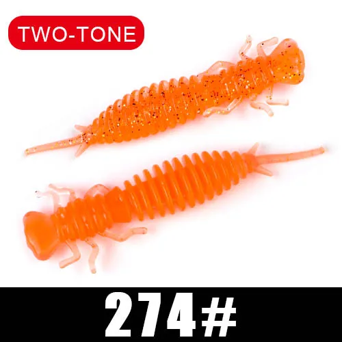 Larva Soft Lures 50mm 76mm 89mm Artificial Lures Fishing Worm Silicone Bass Pike Minnow Swimbait Jigging Plastic Baits - Color: 018