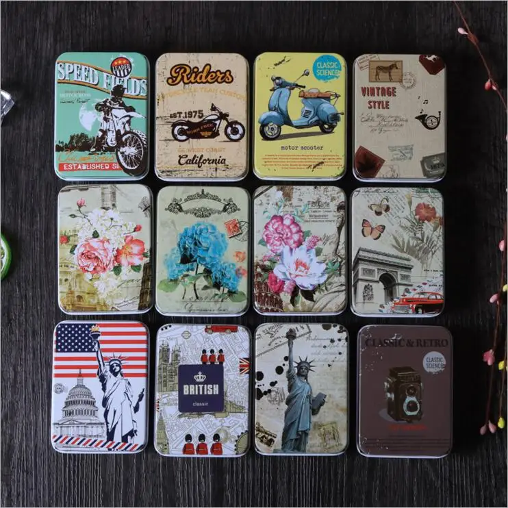 

10pc/lot England Style Storage Tin Box Iron Storage Case Chocolate Collect box Lipstick case Pill Storage box