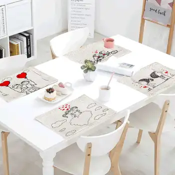 

Cheap Cartoon Children Lover Placemat Table Mat Cloud Sun Heart Pattern Colorful Painted Red Balloon Restaurant Napkin Decoratio