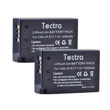 Tectra 2 шт./упак. LP-E17 LP E17 1200 мАч литий-ионный аккумулятор для камеры Canon EOS Rebel T6i 750D T6s 760D M3 8000D поцелуй X8i Камера