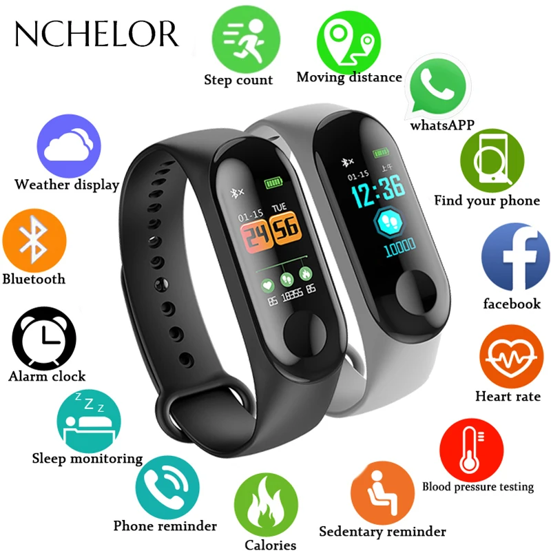 

Smart Band Watch Color Screen Wristband Fitness Tracker Heart Rate Monitor Sleep Monitor Smart Bracelet for iPhone Android Phone