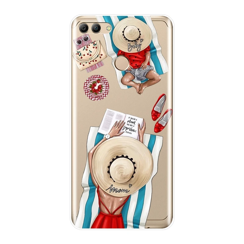 Мягкий чехол для Huawei Y5 Y6 Y7 Prime 2018 Y9 2019 Силиконовая задняя крышка мамы и дочки Y3 2017 II