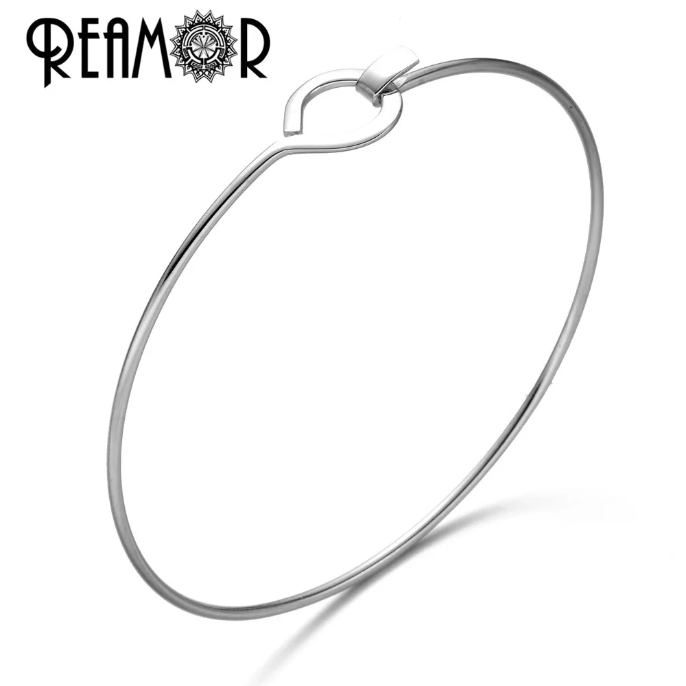

REAMOR 316l Stainless Steel Expandable Blank Cuff Bangles Cater Open Charm Wire Buckle Bangle Bracelet Fashion Jewelry