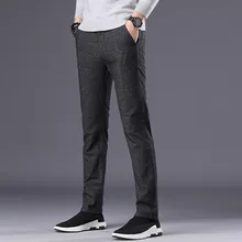 Новые мужские брюки прямые свободные повседневные брюки большого размера хлопковые Модные мужские деловые брюки зеленый коричневый серый