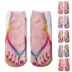 Для Женщин Носки с рисунком 3D Модные принты хлопок Повседневное унисекс Для мужчин укороченные носки