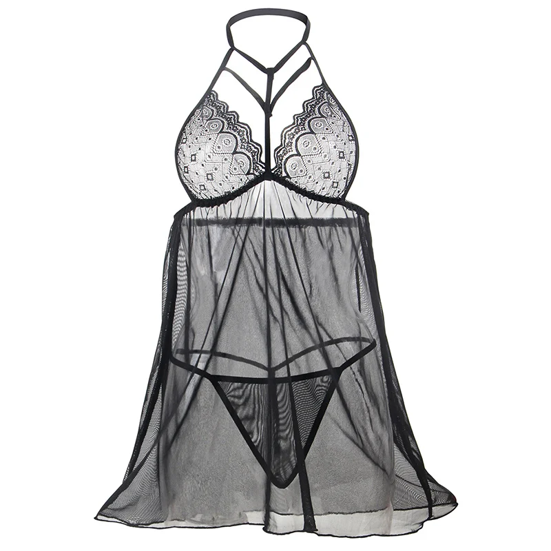 Соблазнительное платье Tenue для секса черное сексуальное нижнее белье с V образным