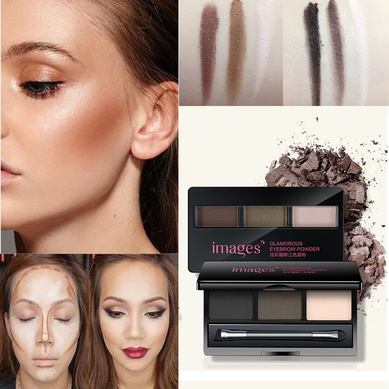 

3 Color Professional Face Bronzer Shadow Highlight Powder Palette Waterproof Long Lasting Makeup Matte Eye Brow Enhancer