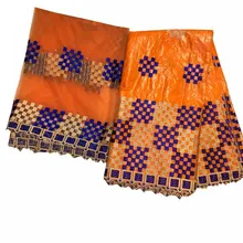 Оранжевый Африканский Ткань Базен riche getzner Базен brode getzner dentelle tissu отделочный материал из Нигерии высокое качество ba102