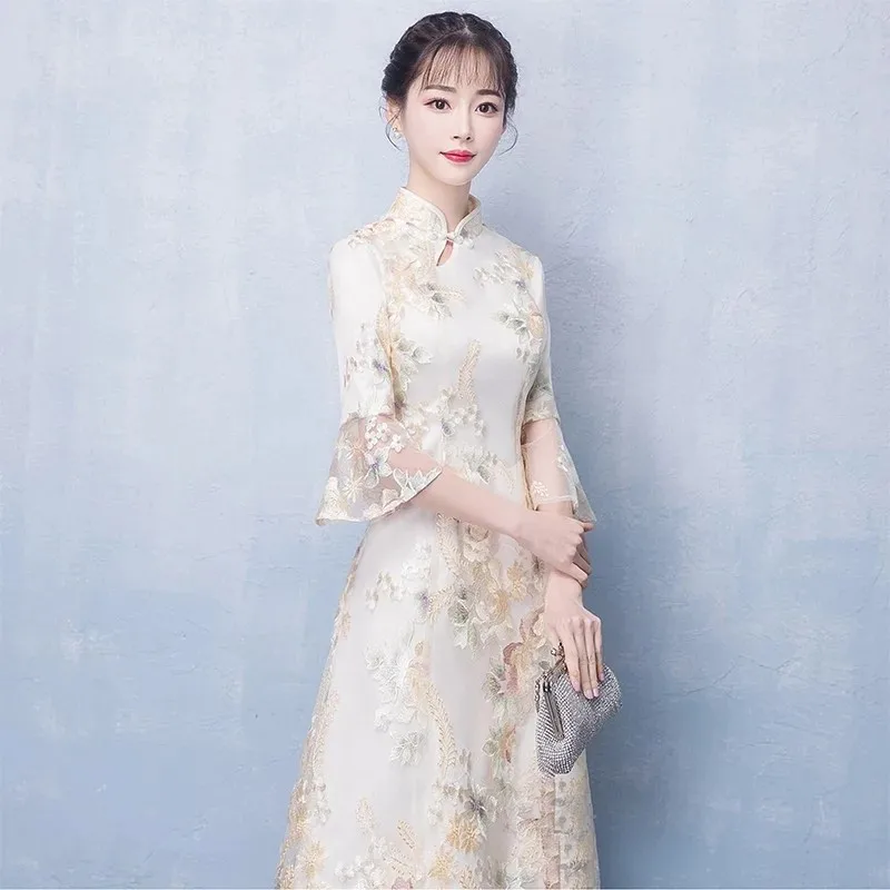 Сексуальное бежевое китайское свадебное платье Qipao Мини Cheongsam модное короткое Qi Pao традиционное женское вечернее платье, китайское платье невесты