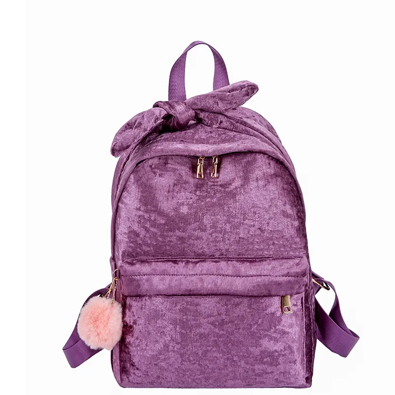 

Luxury Designer Fur Ball Backpack Soft Velvet Backpack Mochila Women Small Travel Backpack Girls School Bookbag Rucksack Female