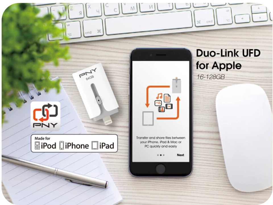 PNY Duo-Link флэшка Для Iphone Memory Stick Usb Флэш-Накопители 32 Г 16 Г для iPhone 55 s 5c 6 6 s 6 плюс Для iPadAirMini Mac подарок Способа