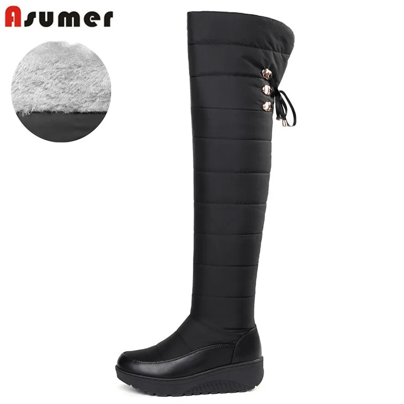 ASUMER 2018 Cotton fashion waterproof snow boots women's over the knee