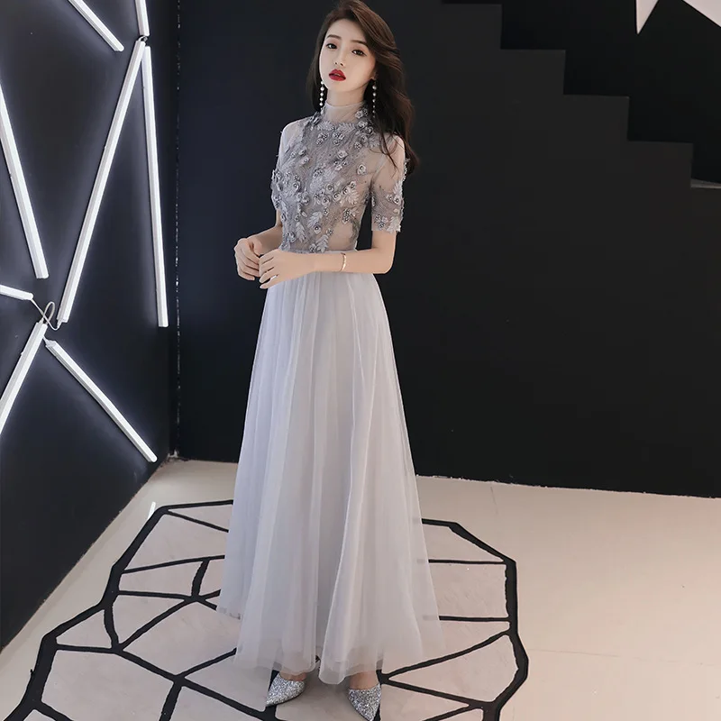 Модное шифоновое вечернее платье с бисером для женщин, сексуальное просвечивающее длинное блестящее платье, элегантное ретро Макси платье, Размеры S-Xxl