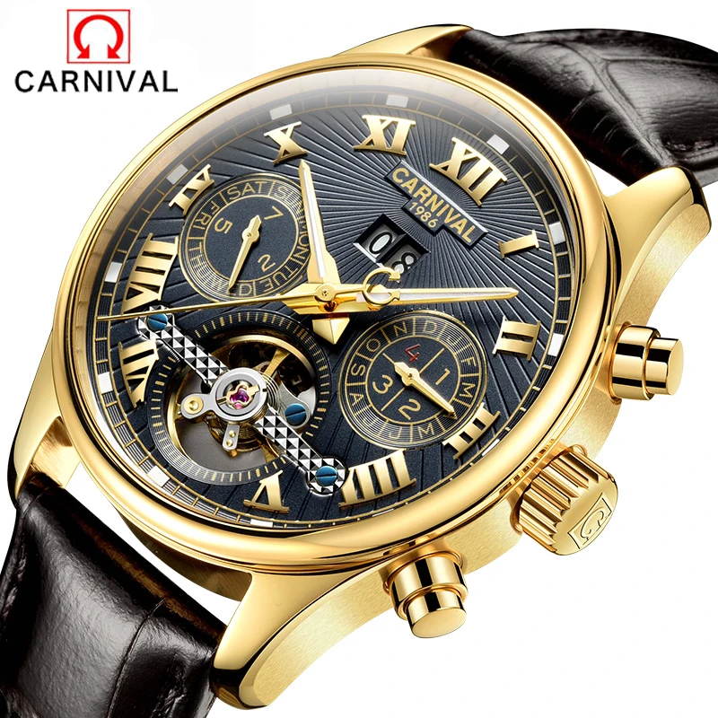 

Часы наручные мужские автоматические, брендовые роскошные механические модные спортивные с турбийоном, для карнавала