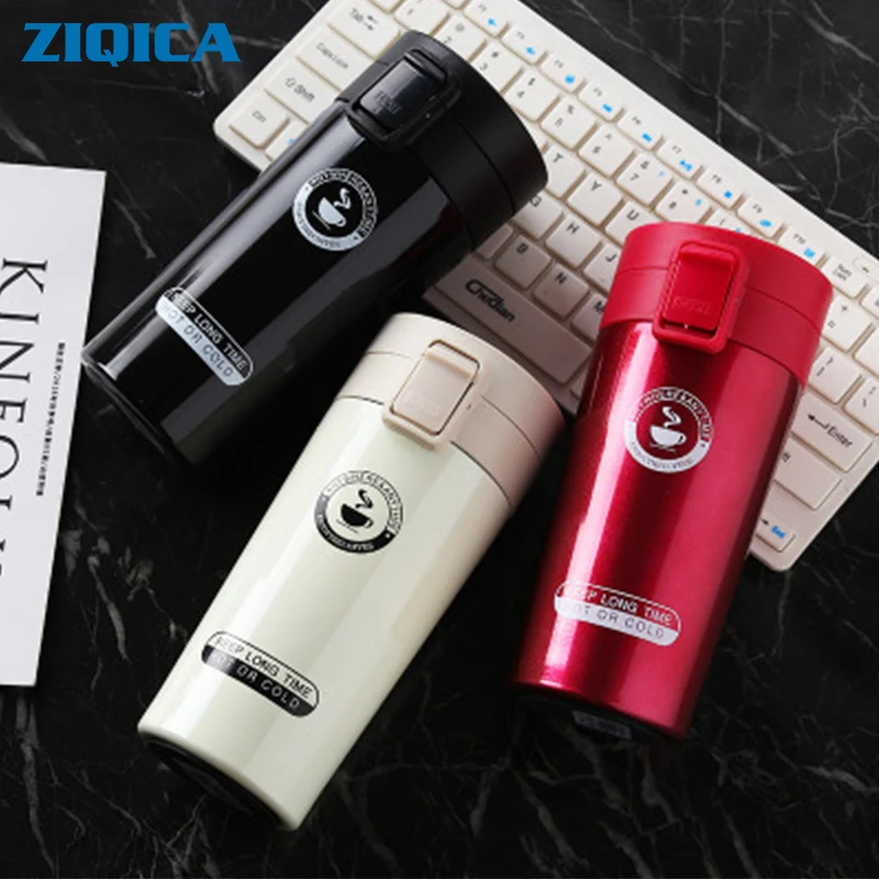 

ZIQICA 300ml/450ml Double Wall Stainless Steel Vacuum Flask Car Coffee Cup with Filter Bouncing Thermo Travel Mug Thermoses