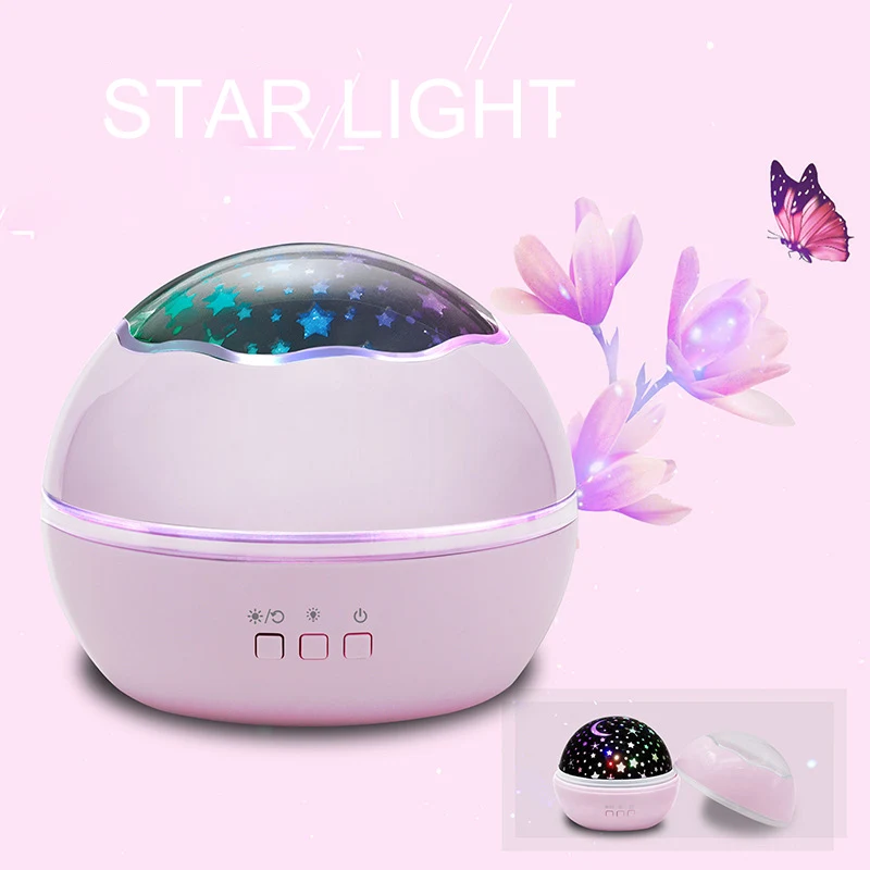 

Romantic Colorful Starry Sky Projector LED Night Light USB Charging Rotation Starry Night Lamp For Baby Children Birthday Gift