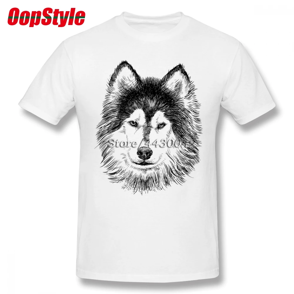 Мужская футболка с коротким рукавом Alaskan Malamute хлопковая Футболка большого