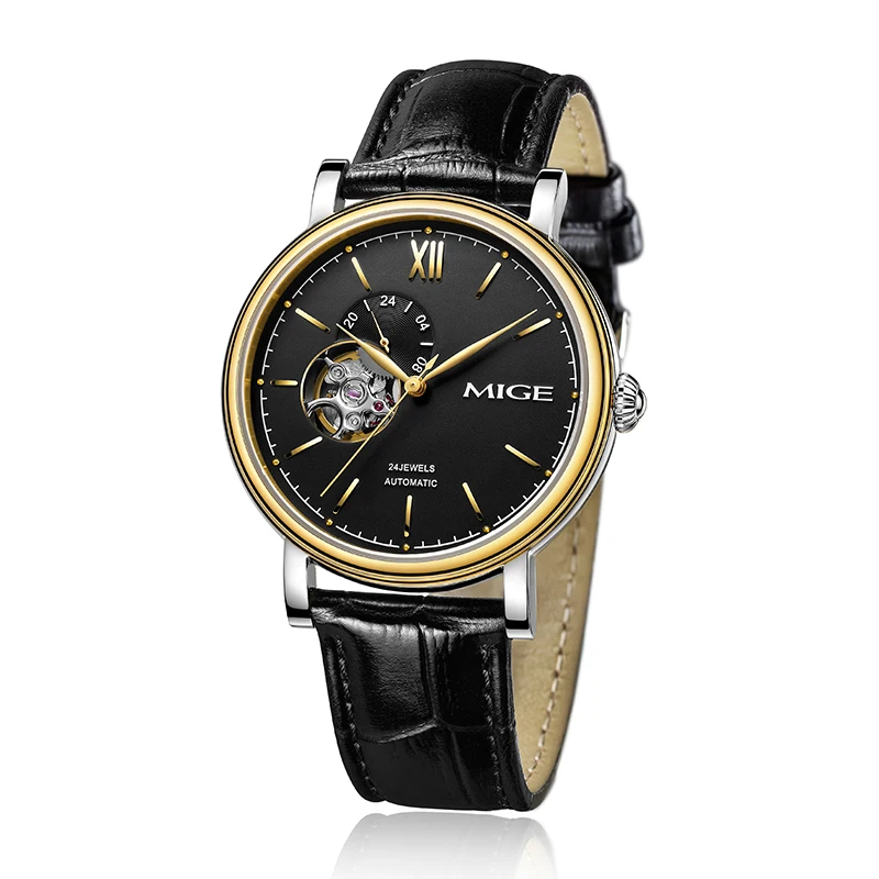 MIGE модные часы Механические наручные 24 часа Tourbillion синтетический сапфировый