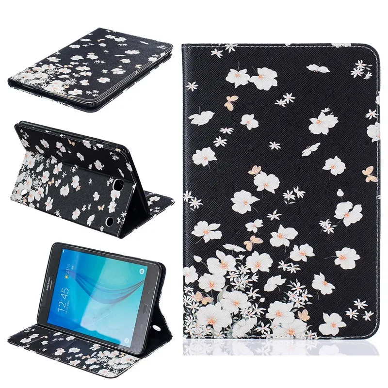 For Samsung Galaxy Tab A 8.0 SM-T355 T350 Case Kids Butterfly Flower Bear Cartoon Wallet  PU Leather Back Silicon Tablet Cover (17)
