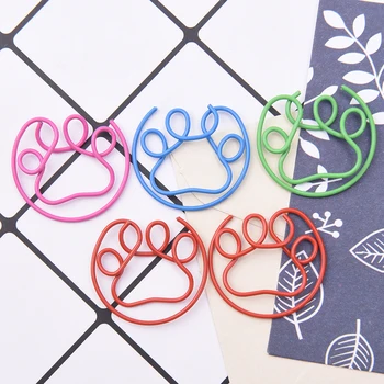 

5Pc/lot Cute Korean Paw Shaped Metal Paper Clip Gold Silver Black Color Bookmark Stationery Office Accessory School Supply