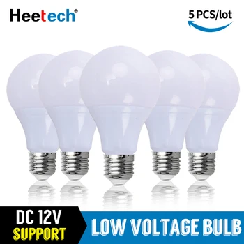 5 개/몫 12 V LED 전구 E27 램프 3W 5W 7W 9W 12W 15W Bombilla 태양 빛 전구 12 볼트 낮은 전압 램프 조명