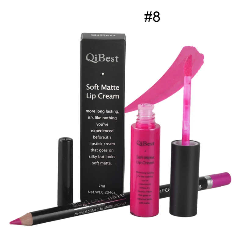 

1set Lip Gloss + Lip Liner Pencil Makeup Set Functional Eyebrow Eye Lip Makeup Waterproof Colorful Cosmetic Lipliner Pen