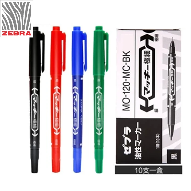 6 Pieces ZEBRA MO 120 MC Marker Pens Double headed oily marker CD pens