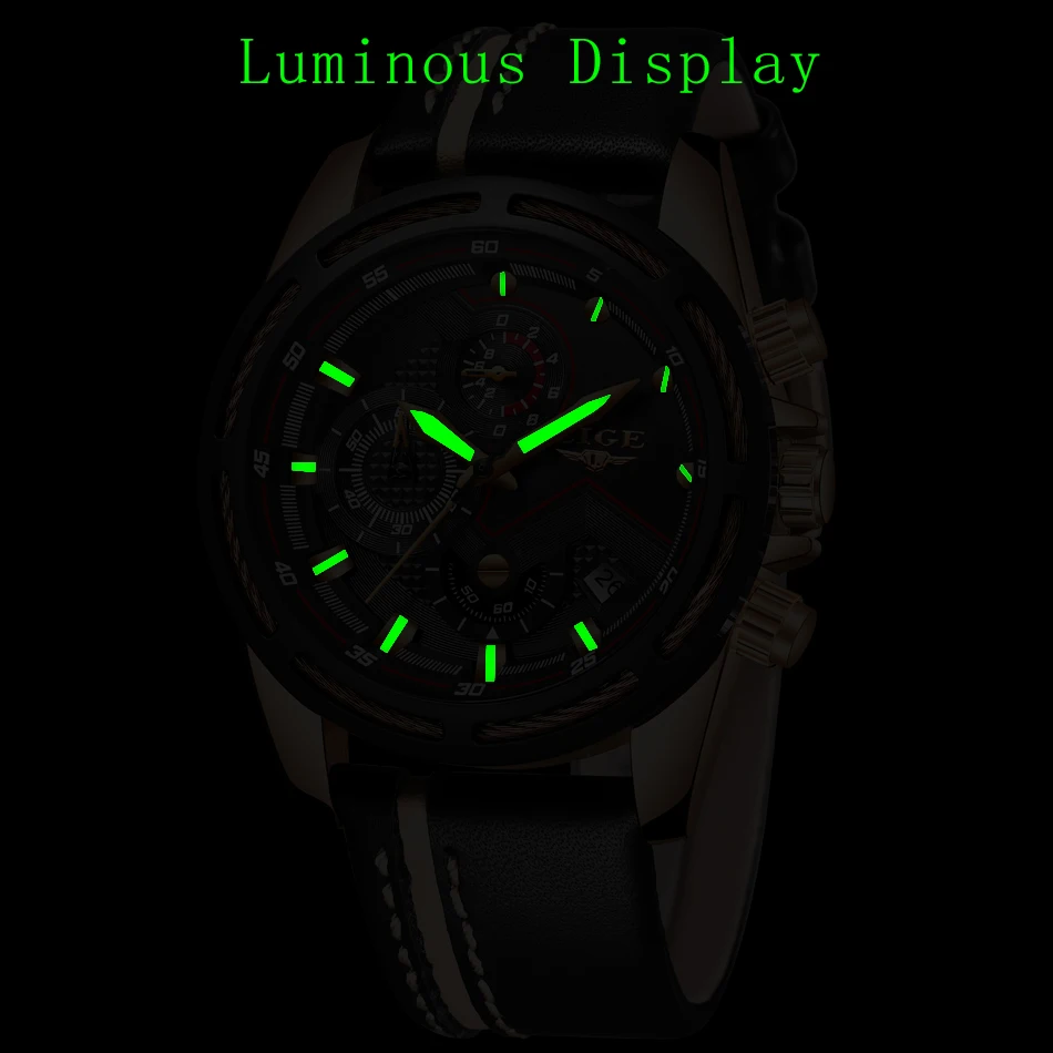Lige мужские часы модные спортивные кварцевые часы кожаные мужские s часы лучший бренд роскошные золотые водонепроницаемые часы бизнес