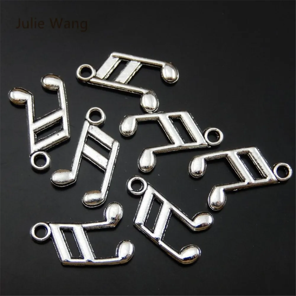 

Julie Wang 100PCS Fashion Antique Silver Charms Music Note Pendants Fit Jewelry Necklace Bracelet Accessory Craft