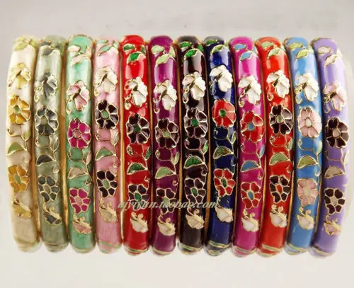 

Wholesale10pcs Stunning Floral Handmade Popular Cloisonne Enamel Cuff Bracelet