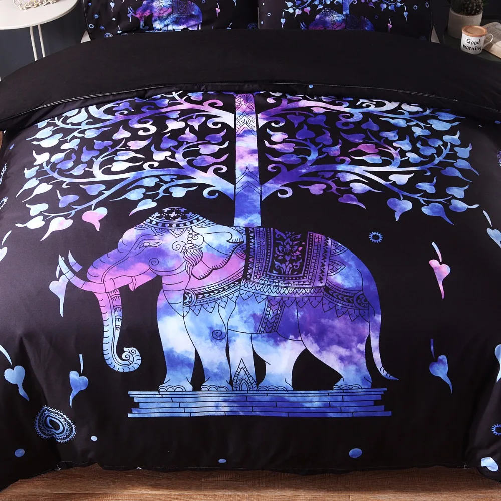 Bohemian Duvet Cover Set 2 3pcs Single Double Queen King Bed Linen Bohemian Duvet Cover Set 2 3pcs Single Double Queen King Bed Linen Purple Elephant Print Bedding Sets No Sheet Filling In From Home