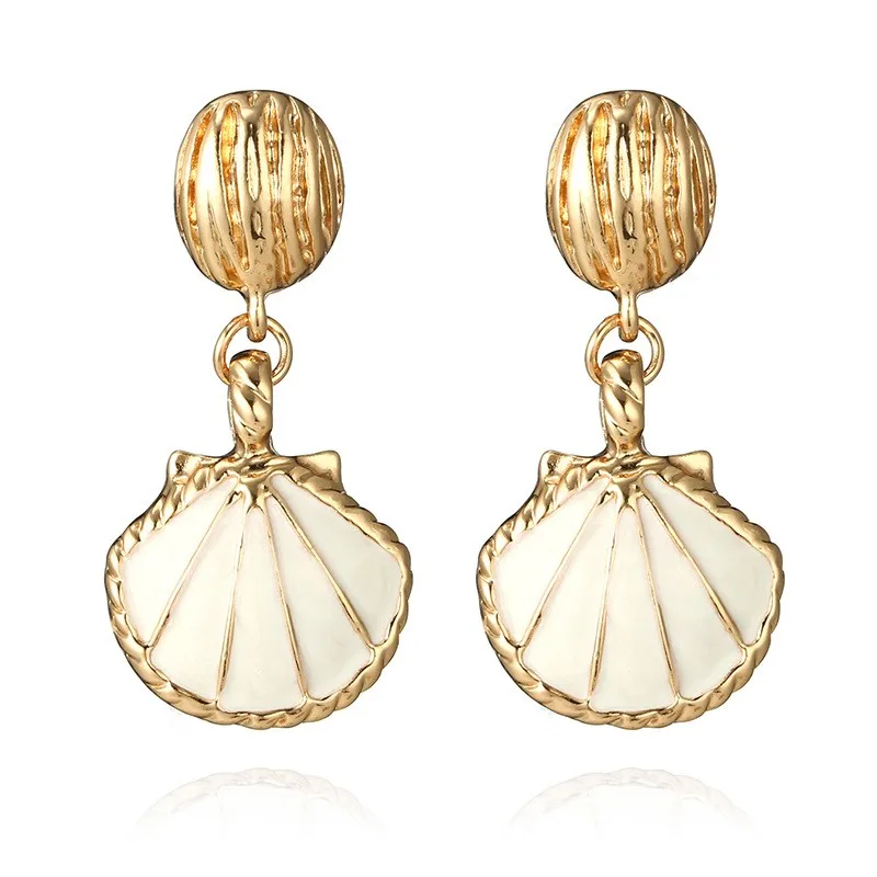 

Personalized Alloy Shell Sea Conch Girls Summer Elegant Metal Earrings 2019