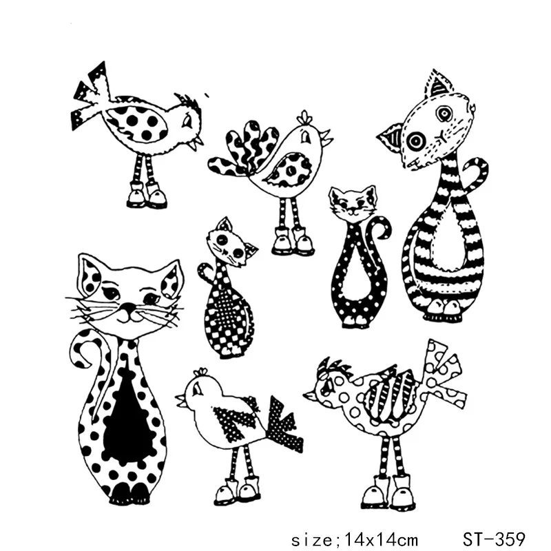 

AZSG Cute Pattern Speckle Animals Cat Bird Clear Stamps For DIY Scrapbooking/Card Making/Album Decorative Silicon Stamp Crafts