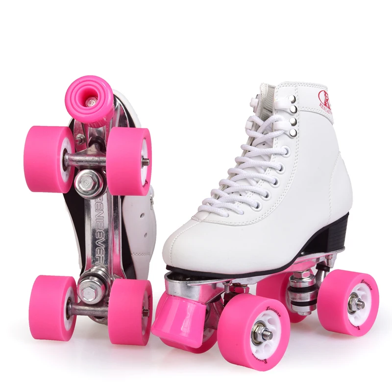 Роликовые коньки женские 4 колеса стилем катания скорость skate Ride улицы для Открытый скейт обуви Белый и розовый цвет