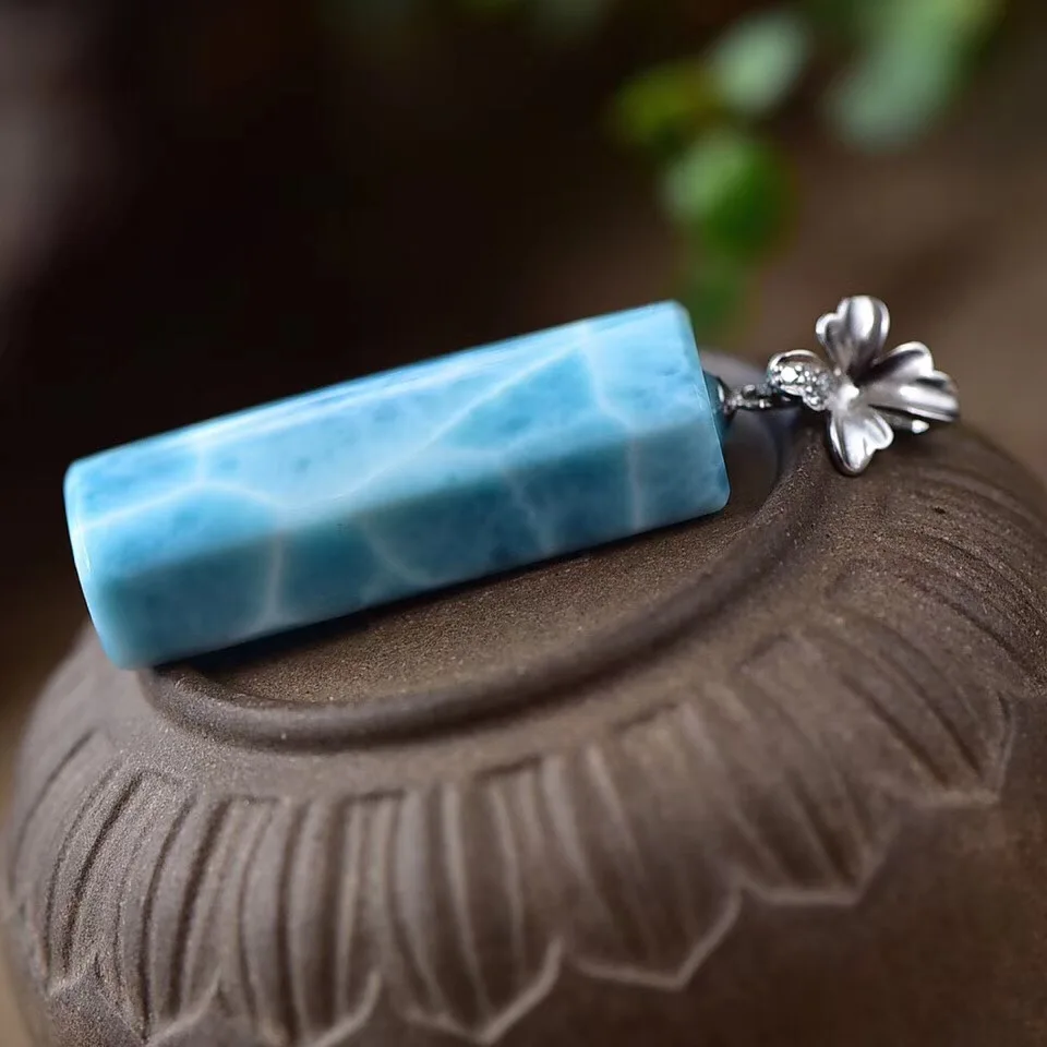 Natural Blue Larimar Necklace Pendant (4)