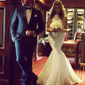 

vestidos de novia talla grande new lace ivory sexy mermaid beach wedding dresses trailing suknia slubna gelinlik abiti da cerimo