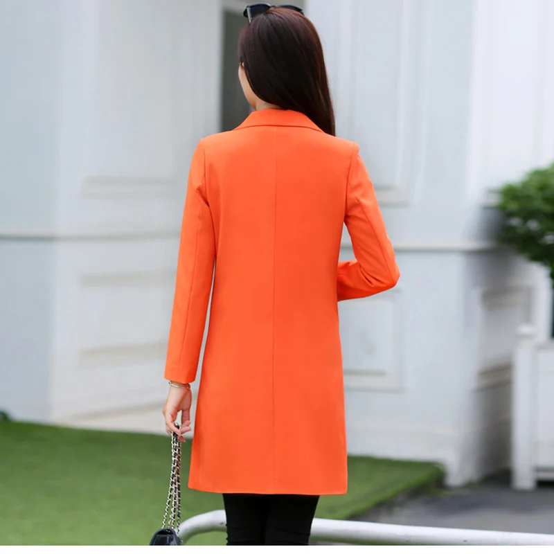 New Women Long Blazer Coat 2019Spring Korean Business Office Suit Jackets Ladies Blazers Solid Slim Female Tops Outerwear AA548