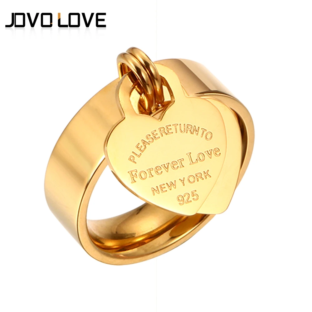 Fashion Forever Lover's Heart Rings 316L Stainless Steel Engrave Ring Rose Gold Women Rings for Wedding Gift Brand Jewellery