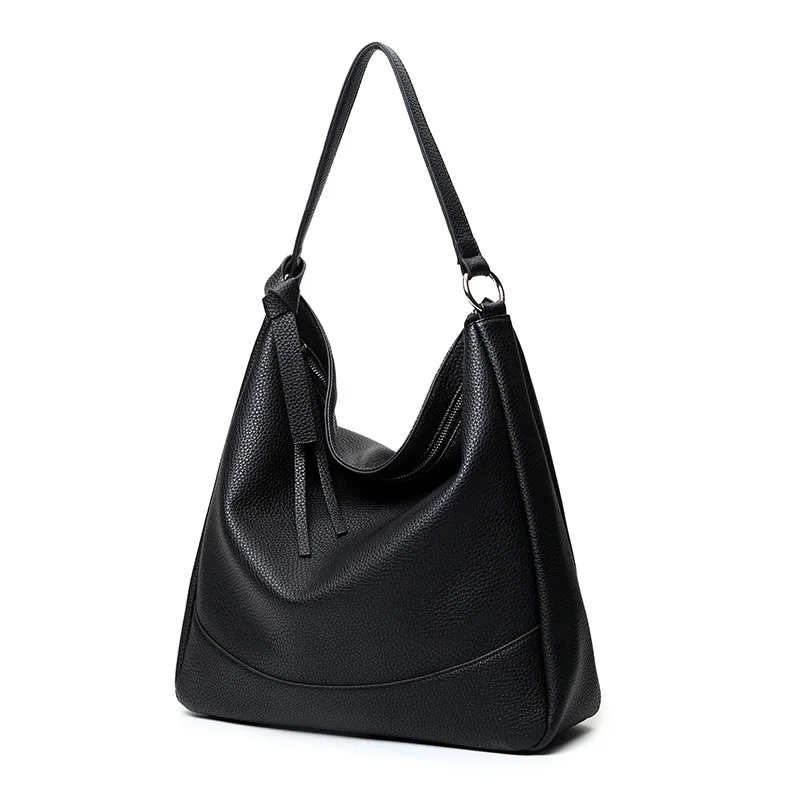 Женская сумка модные мягкие кожаные женские сумки на плечо для женщин Hobos Tote сумка-мессенджер OL стиль большой емкости 4 цвета - Цвет: Black