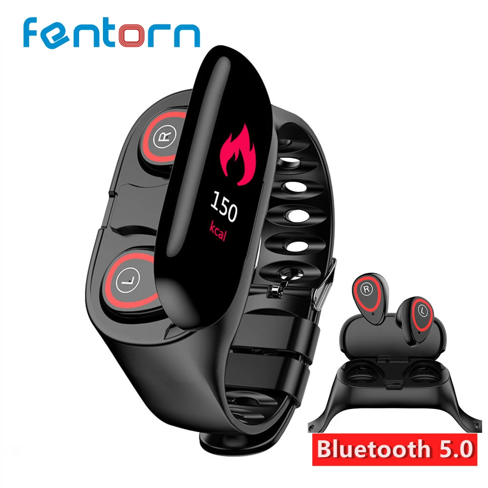 Fentorn M1 новые монитор сердечного ритма Смарт-часы с Bluetooth наушники Фитнес трекер крови Давление Smartwatch для Для мужчин/Для женщин
