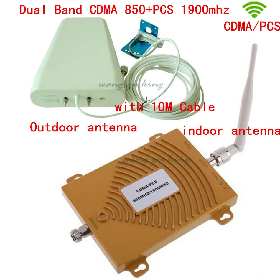 Полный комплект двухдиапазонный 65dbi CDMA 850 МГц+ шт. 1900 МГц усилитель сигнала мобильного телефона бустер усилитель+ антенна+ кабель