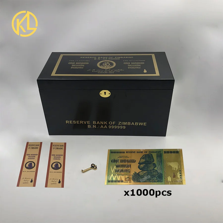 Хит продаж 1000 шт./лот Зимбабве сто триллион долларов золотые банкноты с 100 шт. рок