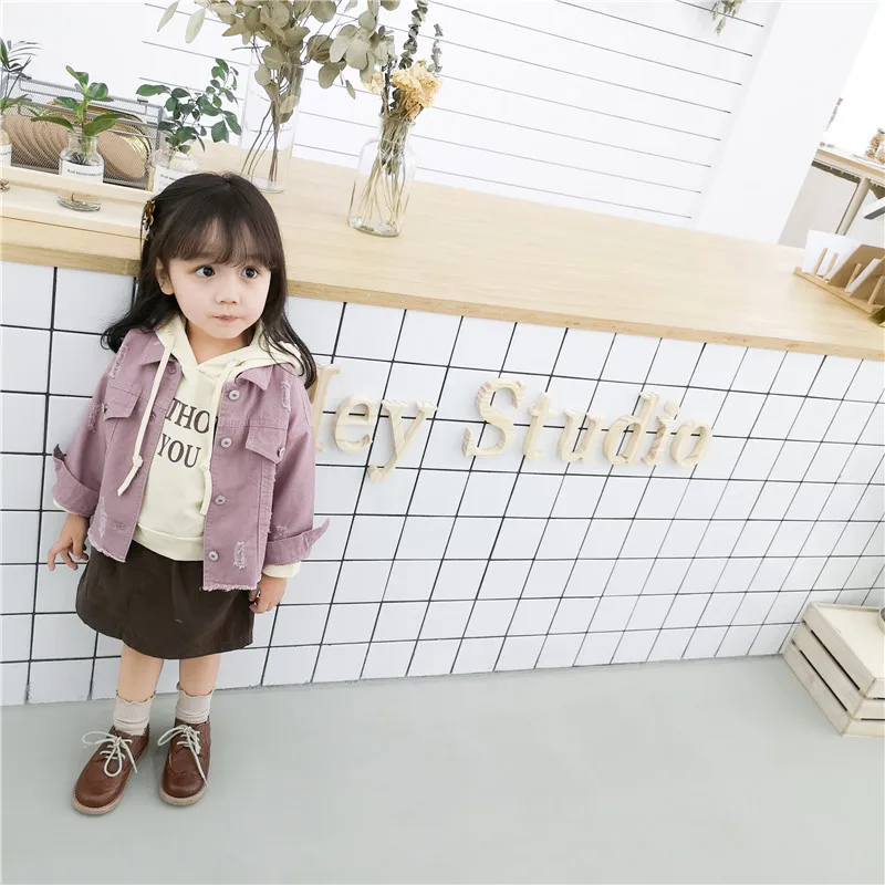 Children Girls Jackets Kid Long Sleeves Turn-down Collar single breast Coats Girl white Denim Outerwear Kids Clothes Hot sale (17)