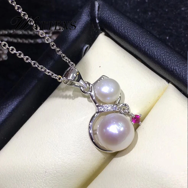 

Pearl jewelry Natural Pearl Necklace 925 Sterling Silver gourd Pendant for Women red Zircon Birthday Party Accessories gift new