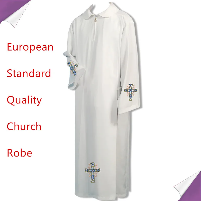 BLESSUME католический белый альб Vestments сплошной халат церковный духовенство Vestments католический Cassock жрец Chasuble Cope халат cattolico