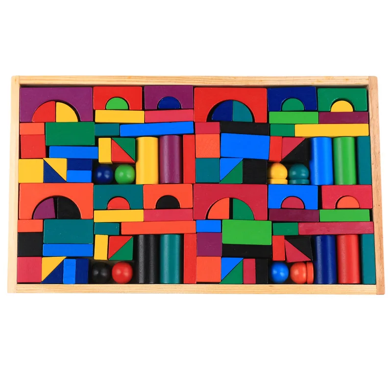 

Colorful Wooden Blocks 112 Pieces/set Parent-child Toys for Early Education 3-6-years-old Children's Souptoys Learning Resources