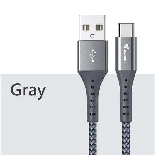 TIEGEM usb type-C кабель для samsung S9 S8 Быстрая зарядка type-C мобильный телефон зарядный провод USB C кабель для Xiaomi mi9 Redmi note 7 - Цвет: Gray