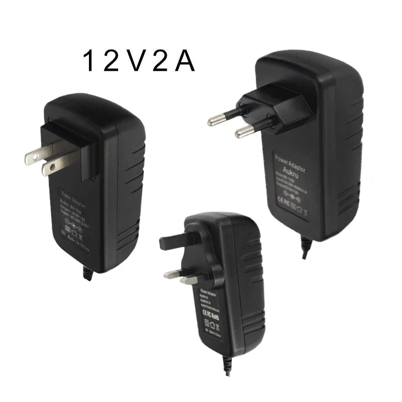 

High Quality 12v 2.0A adapter power supply EU US UK plug battery DC 5.5mm*2.5mm cctv accessory power supply DC12V for camera